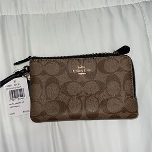 Coach double zip wristlet